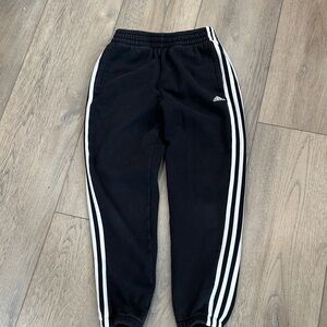 adidas Kids Black Joggers with White Stripes